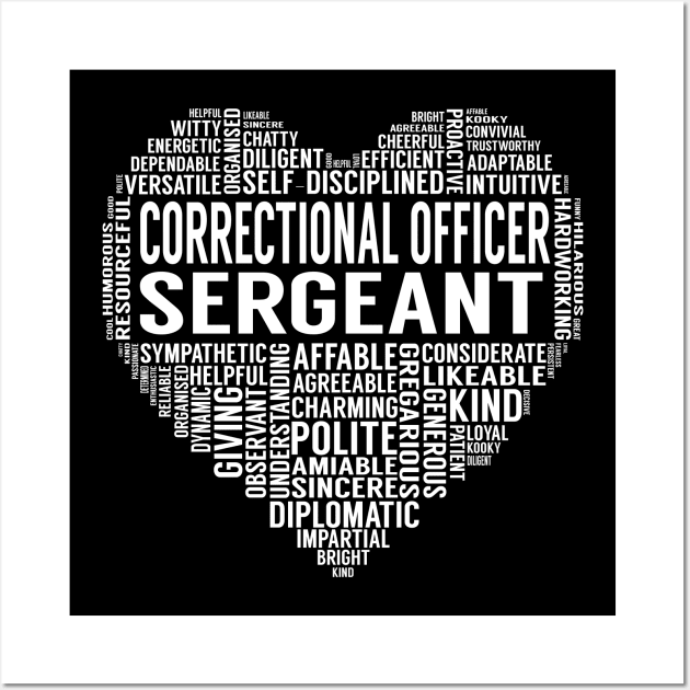 Correctional Officer Sergeant Heart Wall Art by LotusTee